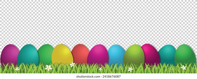 Banner De Concepto De Pascua - Ilustración De Vectores Coloridos Con Huevos Y Grasas Aisladas En Fondo Transparente