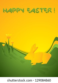 Easter concept with origami bunny and tulips