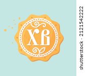 Easter cookie. Label with symbols of the Easter holiday. Vector image.