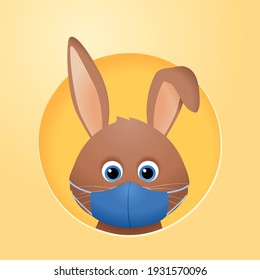 Easter coronavirus bunny with face mask in hole 