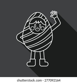 easter costume flat icon with long shadow, line icon