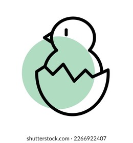 Pollo rastrado de Pascua con contorno de huevo ilustración de icono