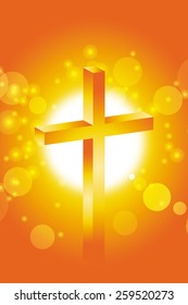 easter cross christian at sun and lens flare background vector illustration
