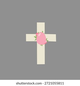 Cruz de Pascua en estilo de ilustración plana linda para la celebración cristiana. Perfecto para contenido religioso, eventos de la iglesia, saludos de Pascua y diseños de fe.