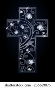 Easter cross with diamonds, vector illustration 