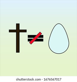 Easter cross image with egg, vector illustration.