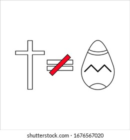 Easter cross image with egg, vector illustration.