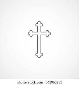 Easter Cross Line Icon On White Background