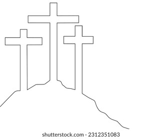 Easter cross one line drawing