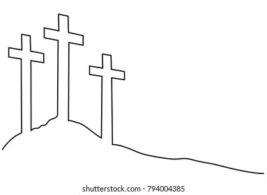 Easter cross one line drawing
