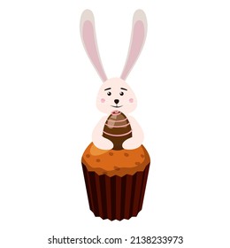 Easter cupcake with Bunny and egg, muffin. Sweet food, dessert