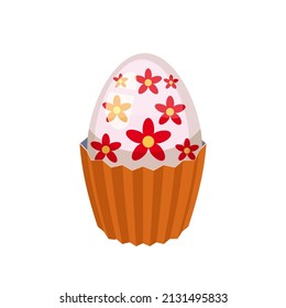 Easter cupcake with decorated chocolate egg, muffin. Sweet food, dessert