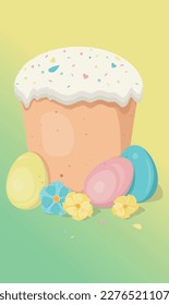 Easter cupcake with eggs and flowers