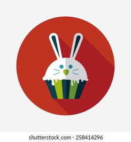 easter cupcake flat icon with long shadow,eps10