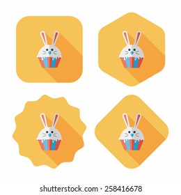 easter cupcake flat icon with long shadow,eps10