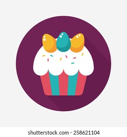 easter cupcake flat icon with long shadow,eps10