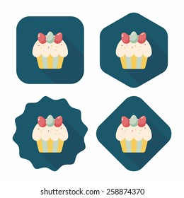 easter cupcake flat icon with long shadow,eps10