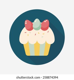 easter cupcake flat icon with long shadow,eps10