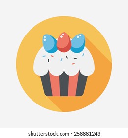 easter cupcake flat icon with long shadow,eps10