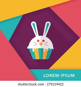 easter cupcake flat icon with long shadow,eps10