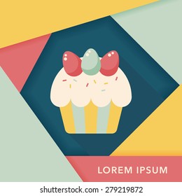 easter cupcake flat icon with long shadow,eps10