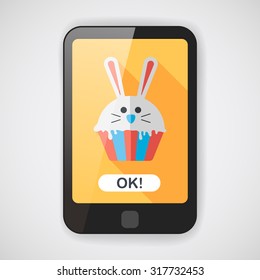 easter cupcake flat icon with long shadow,eps10