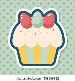 easter cupcake flat icon with long shadow,eps10