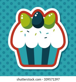 easter cupcake flat icon with long shadow,eps10
