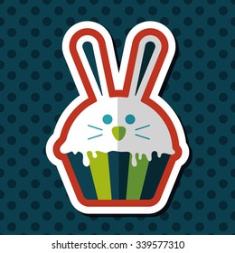 easter cupcake flat icon with long shadow,eps10