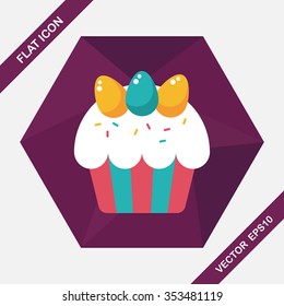 easter cupcake flat icon with long shadow,eps10