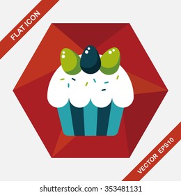easter cupcake flat icon with long shadow,eps10