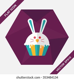 easter cupcake flat icon with long shadow,eps10