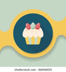easter cupcake flat icon with long shadow,eps10