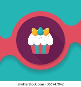 easter cupcake flat icon with long shadow,eps10