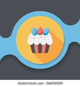 easter cupcake flat icon with long shadow,eps10