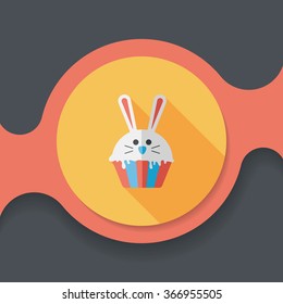 easter cupcake flat icon with long shadow,eps10