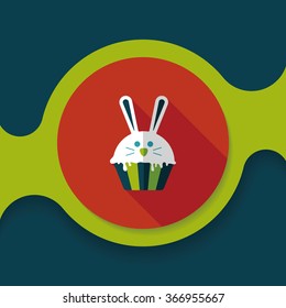 easter cupcake flat icon with long shadow,eps10