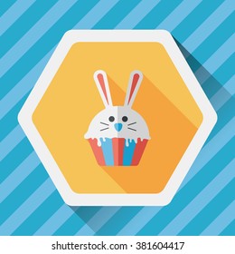 easter cupcake flat icon with long shadow,eps10
