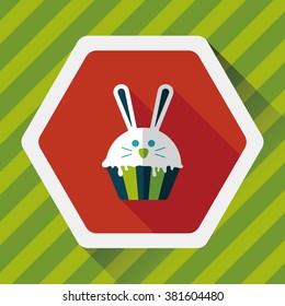easter cupcake flat icon with long shadow,eps10