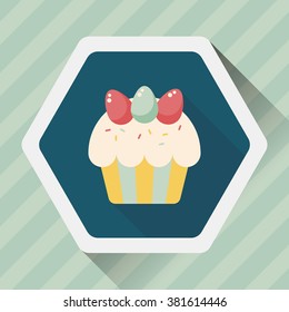 easter cupcake flat icon with long shadow,eps10