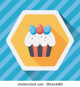 easter cupcake flat icon with long shadow,eps10