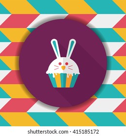 easter cupcake flat icon with long shadow,eps10