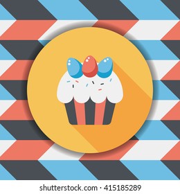 easter cupcake flat icon with long shadow,eps10