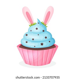 Easter cupcake, holiday cupcake, vector cupcake, vector illustration.