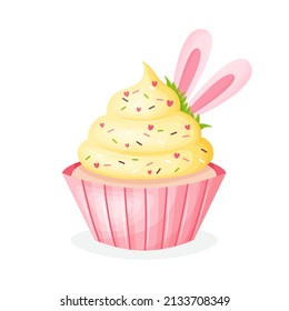 Easter cupcake, holiday cupcake, vector cupcake, vector illustration.