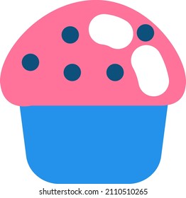 Easter cupcake, illustration, vector on a white background.
