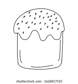 Easter cupcake isolated on white background. Hand drawn line drawing. Doodles.Cupcake with topping .For textiles, postcards, and jewelry. Vector illustration