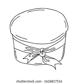 Easter cupcake isolated on white background. Hand-drawn line drawing. Doodles.Cupcake with ribbon.For textiles, postcards, and jewelry. Vector illustration