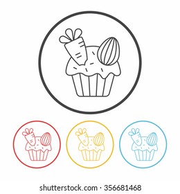 easter cupcake line icon