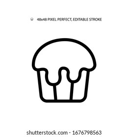 Easter cupcake simple line icon vector illustration.Editable stroke. 48x48 Pixel Perfect.